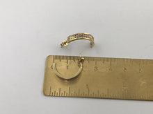 Ladies Solid 14K Tri Color White Rose Yellow Gold Half Hoop Earrings ITALY, Pre-owned item #359548i