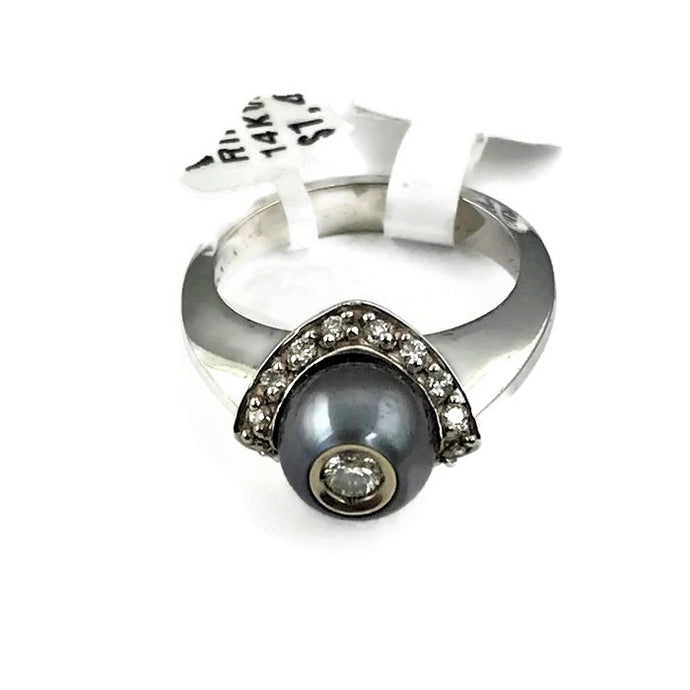 Galatea Tahitian Pearl Ring with  Diamond
