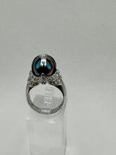 Galatea by Artist Diamond & Pearl Turquoise Designer Ring 14k W. Gold Size 7.25. #v37646.sc