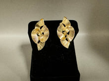 Double Swirl Designer French Back Earrings in 14K Yellow Gold, Pre-Owned Item #30WMG