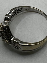 LADIES FILIGREE RING WITH WITH DIAMONDS IN 14KW, this is Pre-Owned Item #269207B