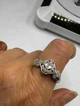 LADIES FILIGREE RING WITH WITH DIAMONDS IN 14KW, this is Pre-Owned Item #269207B