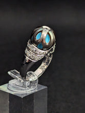 Galatea by Artist Diamond & Pearl Turquoise Designer Ring 14k W. Gold Size 7.25. #v37646.sc