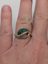 Ladies Solid 14K Yellow Gold 1/3 CT Emerald and Diamond Engagement Ring, New item, #22354310