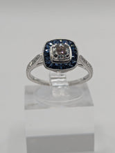 18k White Gold Sapphire and Diamond Semi Engagement Ring, New item #R3166DS65/52