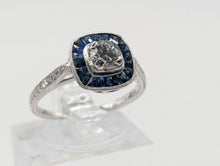 18k White Gold Sapphire and Diamond Semi Engagement Ring, New item #R3166DS65/52