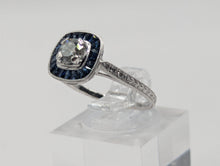 18k White Gold Sapphire and Diamond Semi Engagement Ring, New item #R3166DS65/52