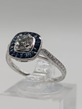 18k White Gold Sapphire and Diamond Semi Engagement Ring, New item #R3166DS65/52