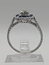 18k White Gold Sapphire and Diamond Semi Engagement Ring, New item #R3166DS65/52