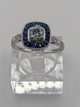 18k White Gold Sapphire and Diamond Semi Engagement Ring, New item #R3166DS65/52