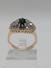 Ladies .48CT EMERALD & .54CT DIAMOND CLUSTER RING IN 14K YELLOW GOLD 4.3G, Sz. 6.5, New item #V21198