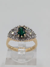 Ladies .48CT EMERALD & .54CT DIAMOND CLUSTER RING IN 14K YELLOW GOLD 4.3G, Sz. 6.5, New item #V21198