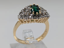 Ladies .48CT EMERALD & .54CT DIAMOND CLUSTER RING IN 14K YELLOW GOLD 4.3G, Sz. 6.5, New item #V21198