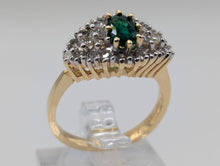 Ladies .48CT EMERALD & .54CT DIAMOND CLUSTER RING IN 14K YELLOW GOLD 4.3G, Sz. 6.5, New item #V21198