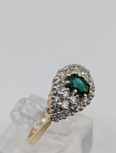 Ladies .48CT EMERALD & .54CT DIAMOND CLUSTER RING IN 14K YELLOW GOLD 4.3G, Sz. 6.5, New item #V21198