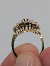 Ladies .48CT EMERALD & .54CT DIAMOND CLUSTER RING IN 14K YELLOW GOLD 4.3G, Sz. 6.5, New item #V21198