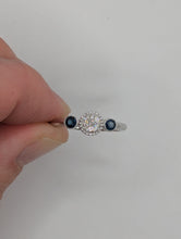 Ladies Solid 10KW Gold Round Sapphire and Diamond Trilogy Cluster Ring NEW item #680982