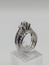 1.10CTW Three-Stone Round Cut Diamond Wedding Ring Set in 14KW White Gold, Size 5.5, Pre-Owned item#333871