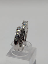 1.10CTW Three-Stone Round Cut Diamond Wedding Ring Set in 14KW White Gold, Size 5.5, Pre-Owned item#333871