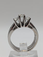 1.10CTW Three-Stone Round Cut Diamond Wedding Ring Set in 14KW White Gold, Size 5.5, Pre-Owned item#333871