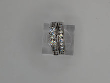 1.10CTW Three-Stone Round Cut Diamond Wedding Ring Set in 14KW White Gold, Size 5.5, Pre-Owned item#333871