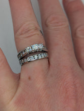 1.10CTW Three-Stone Round Cut Diamond Wedding Ring Set in 14KW White Gold, Size 5.5, Pre-Owned item#333871