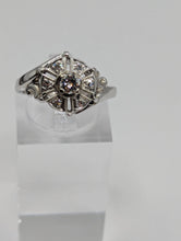 Antique Art Deco Style 0.25CTW 7 Diamond Flower Cluster Ring in 14K White Gold, Pre-owned item #276165c