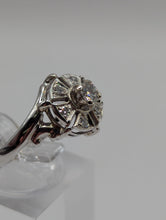 Antique Art Deco Style 0.25CTW 7 Diamond Flower Cluster Ring in 14K White Gold, Pre-owned item #276165c