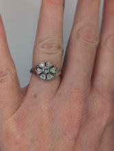 Antique Art Deco Style 0.25CTW 7 Diamond Flower Cluster Ring in 14K White Gold, Pre-owned item #276165c