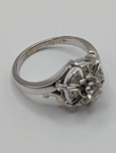 Antique Art Deco Style 0.25CTW 7 Diamond Flower Cluster Ring in 14K White Gold, Pre-owned item #276165c