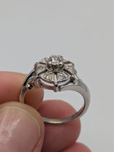 Antique Art Deco Style 0.25CTW 7 Diamond Flower Cluster Ring in 14K White Gold, Pre-owned item #276165c