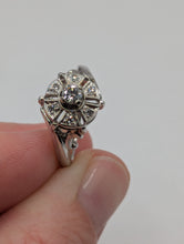 Antique Art Deco Style 0.25CTW 7 Diamond Flower Cluster Ring in 14K White Gold, Pre-owned item #276165c