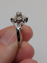 Antique Art Deco Style 0.25CTW 7 Diamond Flower Cluster Ring in 14K White Gold, Pre-owned item #276165c