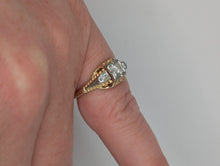 Vintage Antique 18K Yellow & 14K White Gold European Cut Diamond Ring, SZ 4 Preowned item #324760A