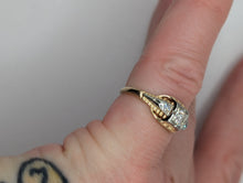 Vintage Antique 18K Yellow & 14K White Gold European Cut Diamond Ring, SZ 4 Preowned item #324760A