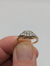 Vintage Antique 18K Yellow & 14K White Gold European Cut Diamond Ring, SZ 4 Preowned item #324760A