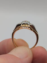 Vintage Antique 18K Yellow & 14K White Gold European Cut Diamond Ring, SZ 4 Preowned item #324760A