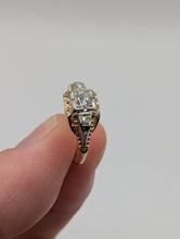 Vintage Antique 18K Yellow & 14K White Gold European Cut Diamond Ring, SZ 4 Preowned item #324760A