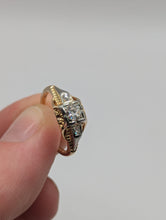 Vintage Antique 18K Yellow & 14K White Gold European Cut Diamond Ring, SZ 4 Preowned item #324760A