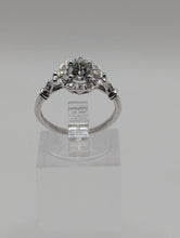 18K White Gold Genuine .73CT RBC Diamond Halo Engagement Ring Size 6.5, New Item #R9387/D65A