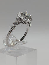 18K White Gold Genuine .73CT RBC Diamond Halo Engagement Ring Size 6.5, New Item #R9387/D65A