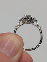 18K White Gold Genuine .73CT RBC Diamond Halo Engagement Ring Size 6.5, New Item #R9387/D65A