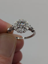 18K White Gold Genuine .73CT RBC Diamond Halo Engagement Ring Size 6.5, New Item #R9387/D65A