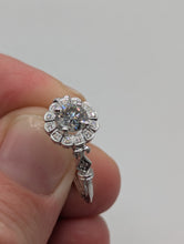 18K White Gold Genuine .73CT RBC Diamond Halo Engagement Ring Size 6.5, New Item #R9387/D65A