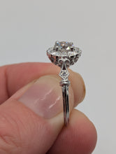 18K White Gold Genuine .73CT RBC Diamond Halo Engagement Ring Size 6.5, New Item #R9387/D65A