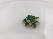 Vintage Tiffany & Co. 18K Yellow Gold & Green Enamel Diamond Flower Brooch, this is Pre-Owned Item #341912C