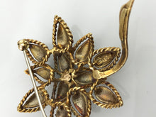 Vintage Tiffany & Co. 18K Yellow Gold & Green Enamel Diamond Flower Brooch, this is Pre-Owned Item #341912C