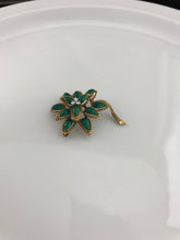 Vintage Tiffany & Co. 18K Yellow Gold & Green Enamel Diamond Flower Brooch, this is Pre-Owned Item #341912C