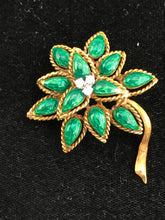 Vintage Tiffany & Co. 18K Yellow Gold & Green Enamel Diamond Flower Brooch, this is Pre-Owned Item #341912C