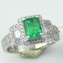 18KW Gold Emerald Diamond  Ring, Size 6.75, this is New Item #R0628D